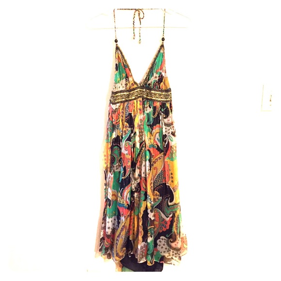 100% silk Lotta Stenson halter dress. Size 8. - Picture 1 of 4