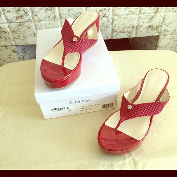 Calvin Klein Red Platform Sandals 10