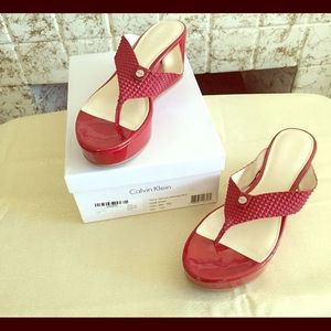 Calvin Klein Red Platform Sandals 10