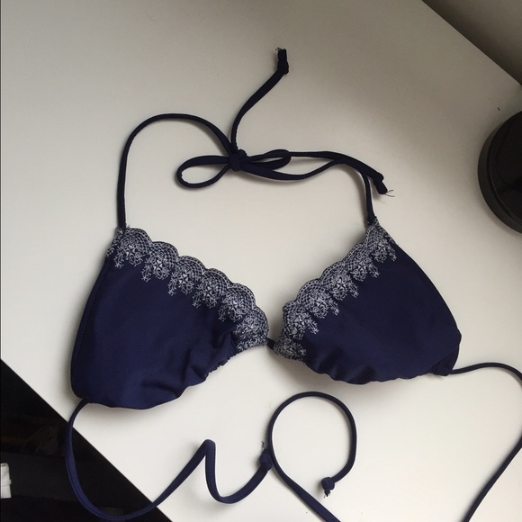 SOLD Navy blue and white bikini top - Picture 1 of 2