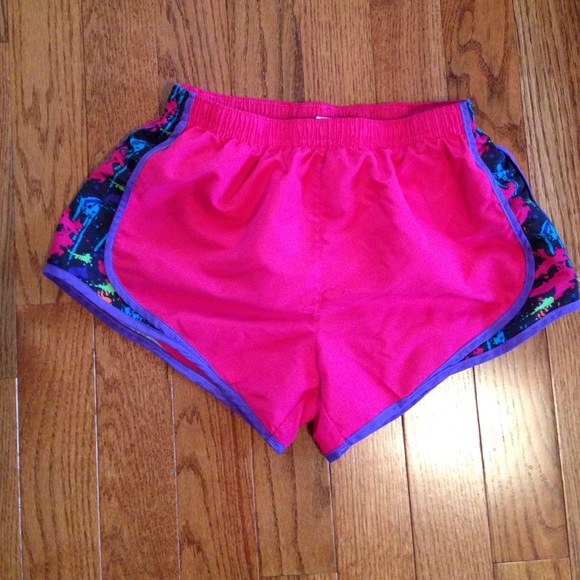 Pink shorts with side splatter paint