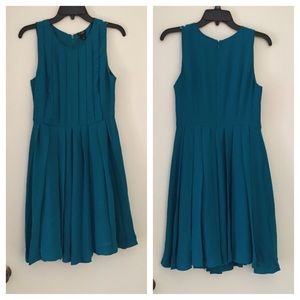 J Crew sleeveless pleated turquoise dress