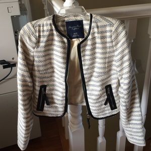 Blue and white striped American eagle blazer