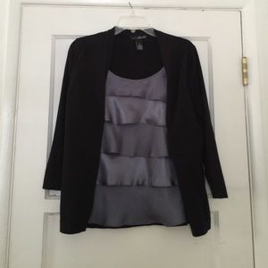 Black one piece top and cardigan