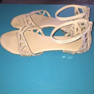 Tan Bejeweled Sandals