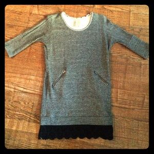 Anthropologie sweatshirt dress with lace trim