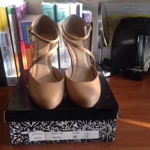 Nude cross strap sandals...and red ankle bundle