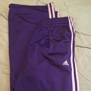 Purple adidas track pants