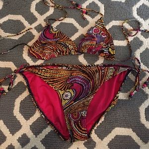 Mosaic print string bikini