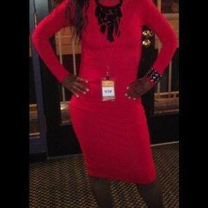 Red fitted dress
