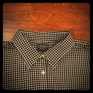 Chaps Black and White Gingham Button Down 3X