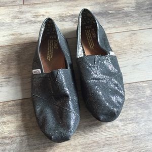 Black Sparkly TOMS Shoes