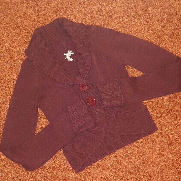 Derek Heart Chunky Knit Burgundy Sweater