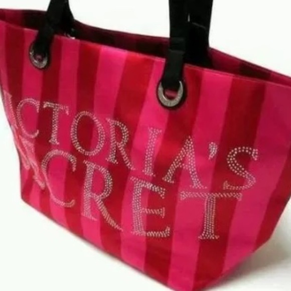 Pink & Red Striped Victoria's Secret Tote