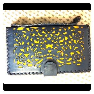 Cleobella real leather dye cut clutch