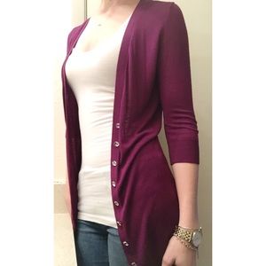 Purple Cardi with Rhinestone Buttons