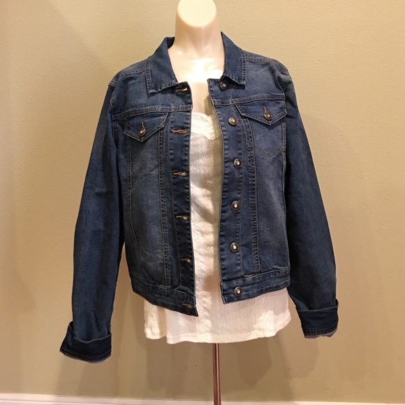 Zig Zag Stripe Boutique denim jacket -Med