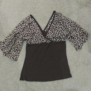 Chocolate cheetah print blouse