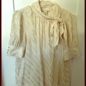 BR pussybow silk blouse with gold knot buttons