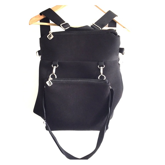 Fabletics Black Neoprene Convertible Backpack Bag