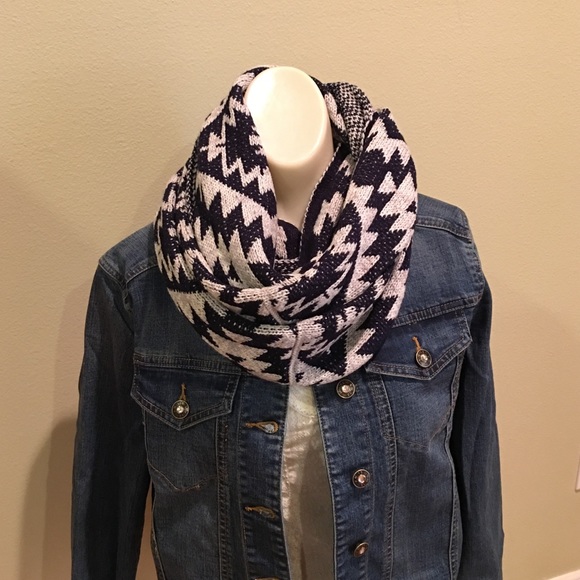 Aztec navy print infinity scarf