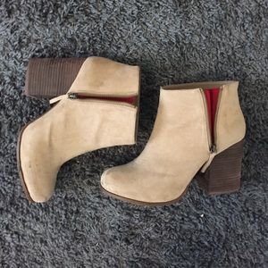 Khaki suede booties