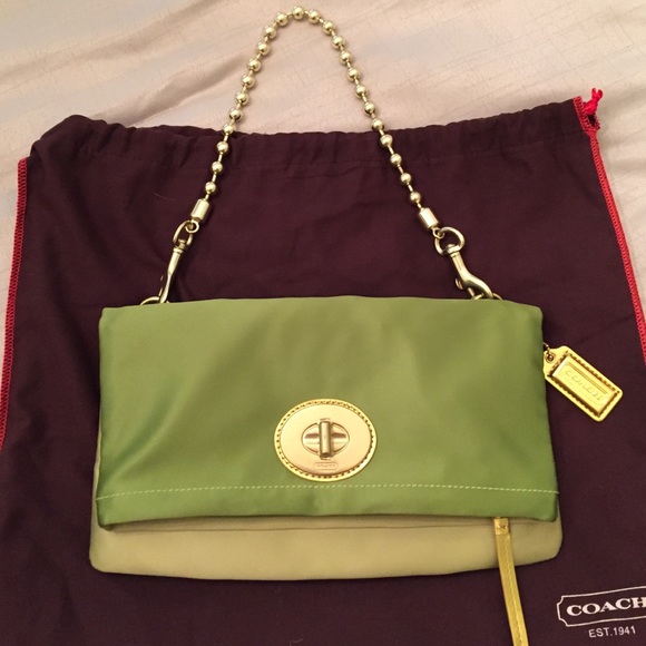 Authentic NWT Coach satin clutch/shoulder bag.