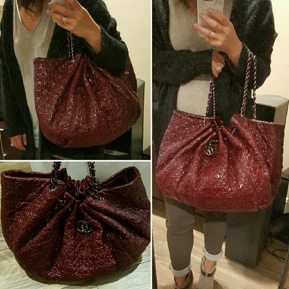 Chanel Vinyl Embroidered Camellia Tote, Bordeaux - Picture 4 of 6