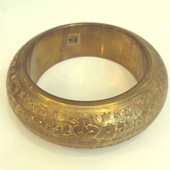 Made in India Engraved Brass Bangle Bracelet