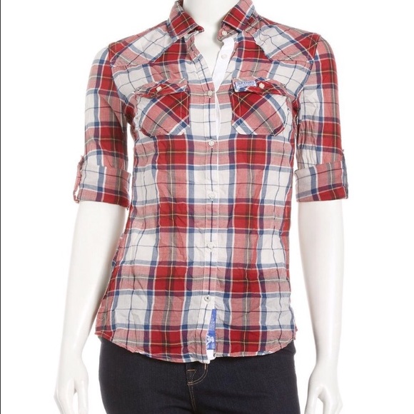 Superdry plaid shirt, Red, sz M