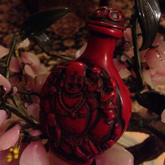 Antique Jewelry - Antique engraved buddha  coral perfume bottle