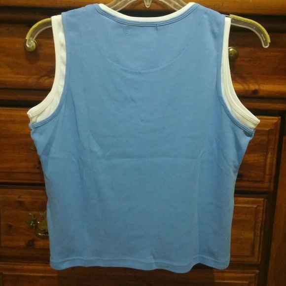 💀Blue Sleeveless Layered Looking Top $8. sz XL - Picture 2 of 2