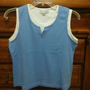 💀Blue Sleeveless Layered Looking Top $8. sz XL