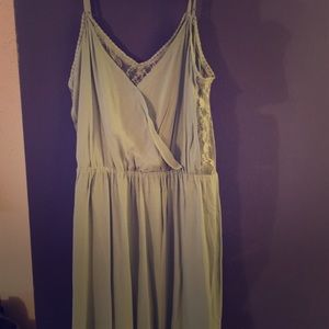 Green spaghetti strap dress