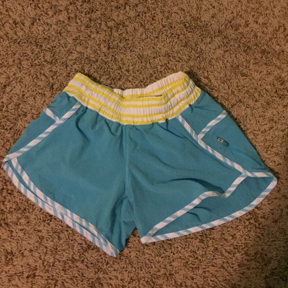 Lululemon Blue Spry with Yellow Band Tracker Short