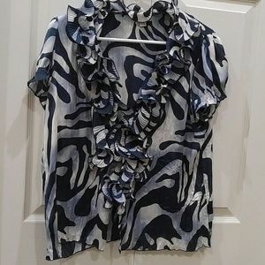 Jaipur blue ruffled blouse