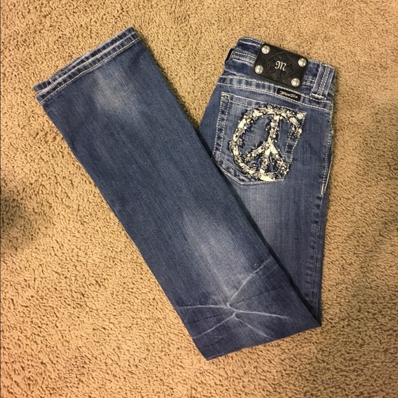 💎MISS ME denim jeans w/ peace sign pockets
