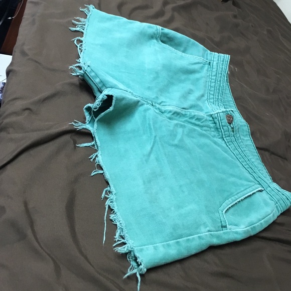 Vintage sea-foam green cut off shorts
