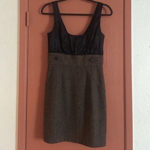 bebe Satin & Tweed Dress