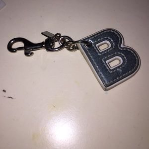 "B" navy initial coach keychain