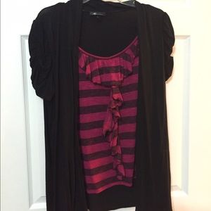 Pink and black blouse