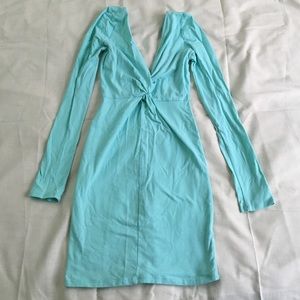 Mint blue long sleeve dress.