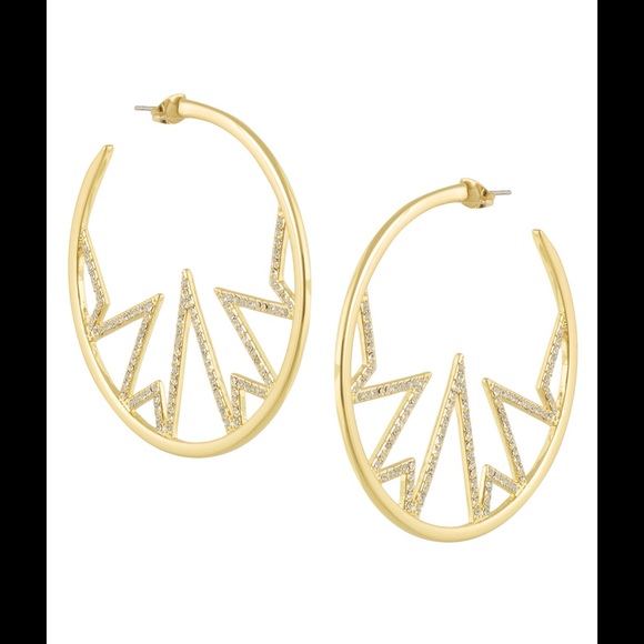 SOLD🚫 CC SKYE 🌙 Sundance Hoops Gold Pave NWT - Picture 2 of 2