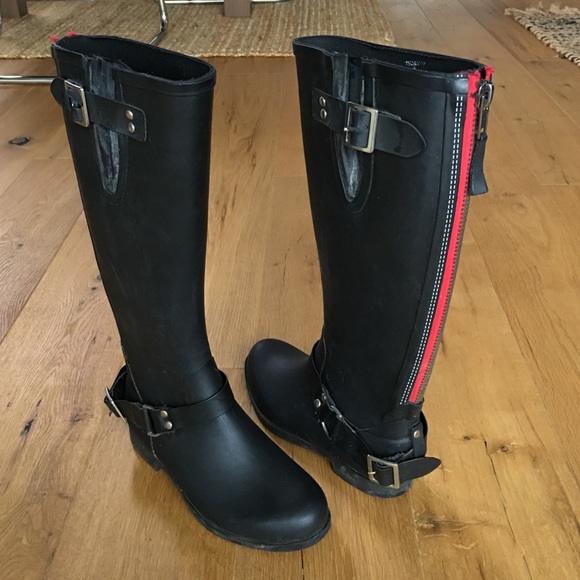 steve madden rain boots red zipper