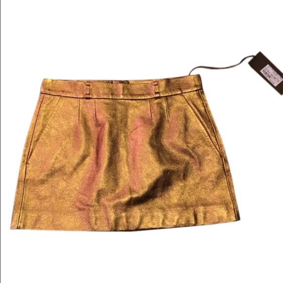 Gucci gold leather skirt