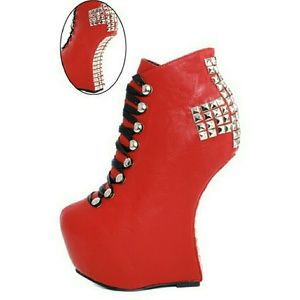 Red Heelless Booties