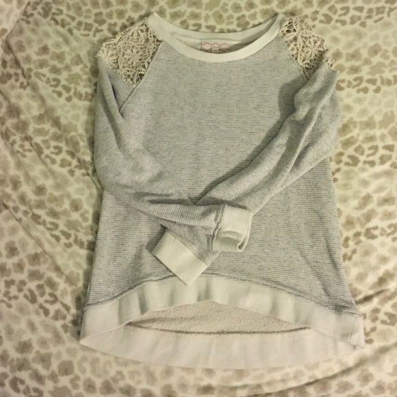 Lace shoulder sweatshirt