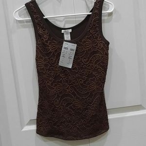 *SALE* NWT Brown lace Cache tank top