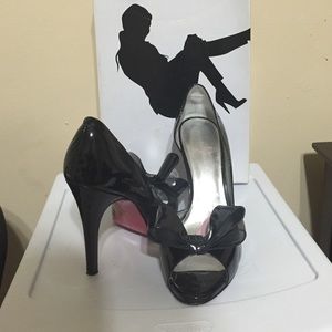Black patent leather heels