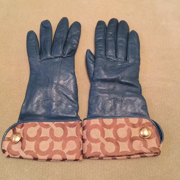 Teal color Coach Gloves